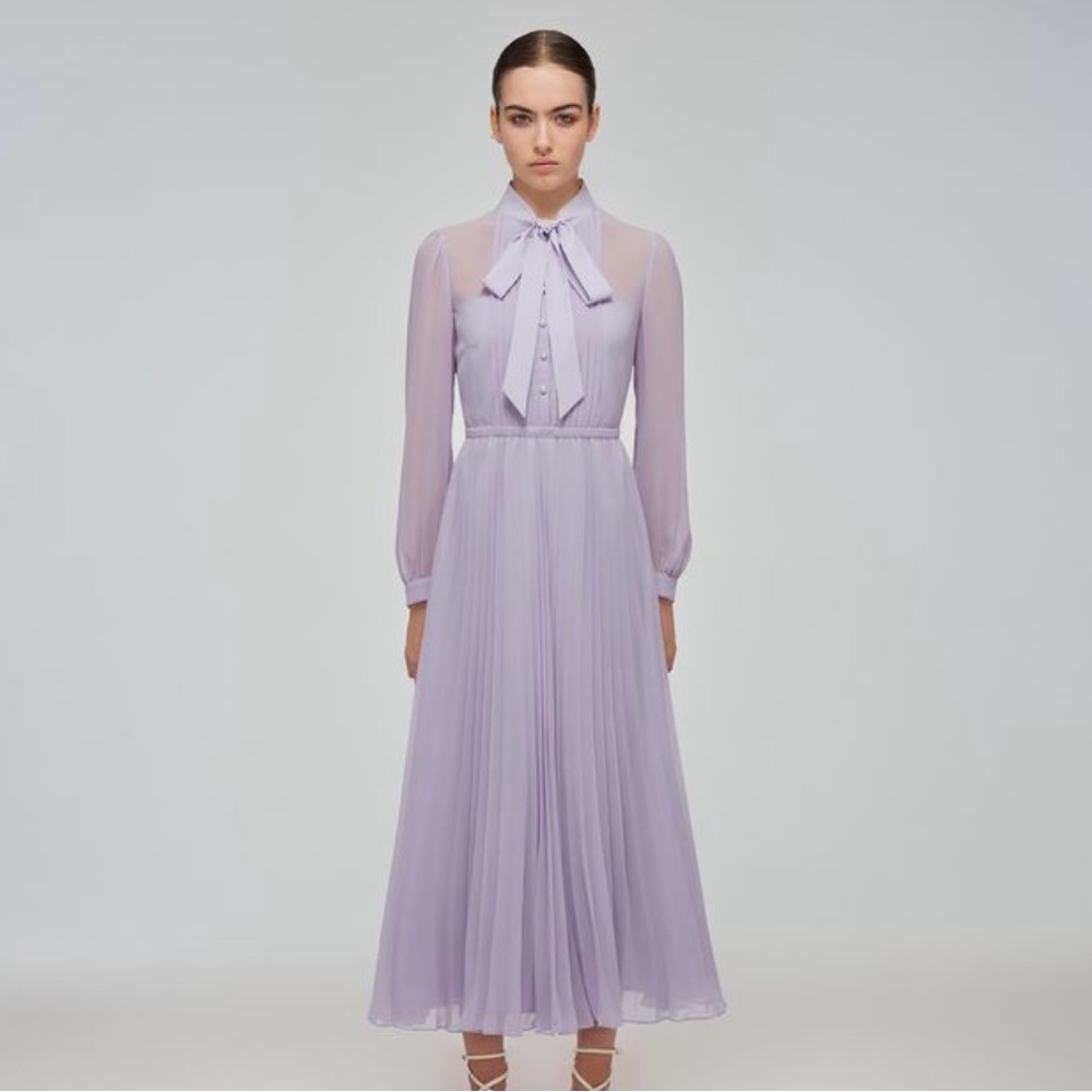 Self-Portrait Lilac Long Sleeve Dress